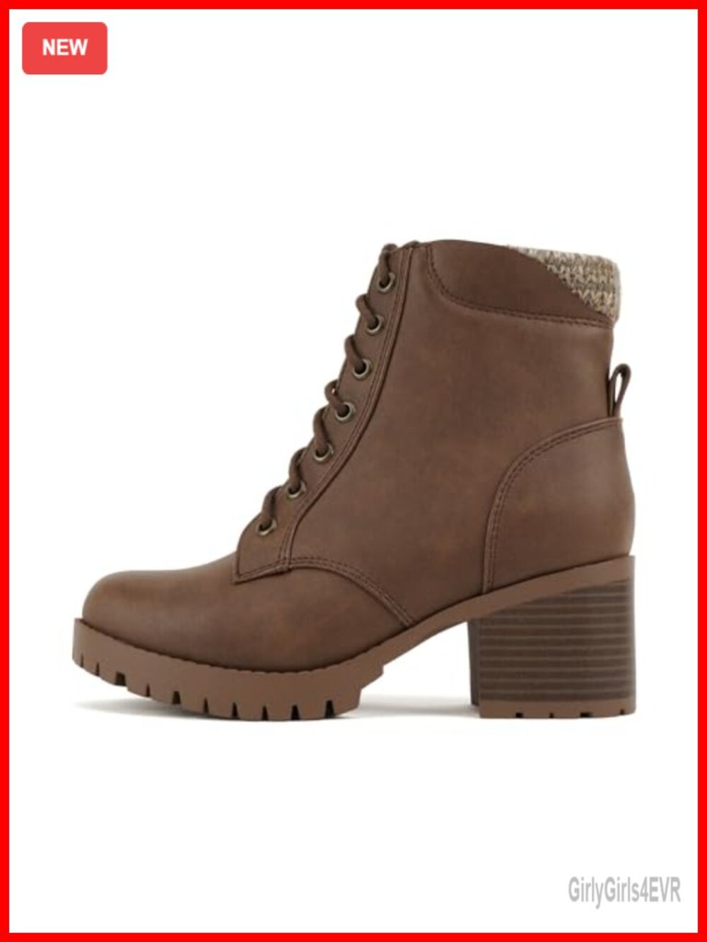 Combat Ankle Bootie Chunky Heel Lug Sole Lace Up Side Zipper